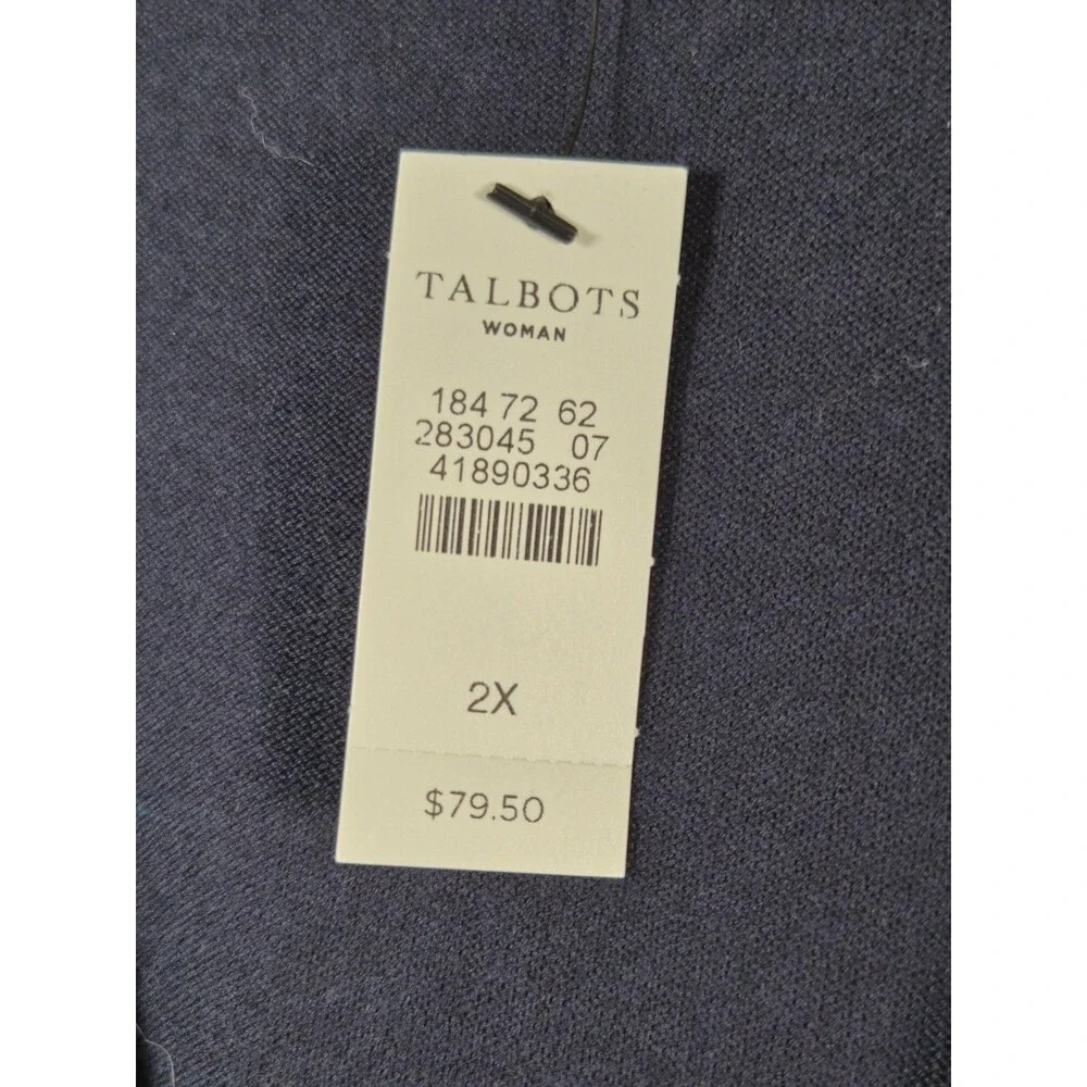 Talbots Navy Blue Short Sleeve Crochet Knit Cardigan Sweater Womens Plus Size 2X